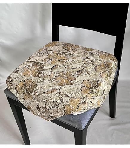 CATTANI TESSUTI Cuscini Sedie Cucina Set 4 - Avorio - Jacquard Matelassé Con Alette E Zip - 40x40 Cm - 4