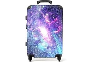 NoBoringSuitcases.com Valise Enfant, Grande Valise, Bagages Enfant, Valise Enfant Roulette, Serrure TSA, Valise 23kg, Valises, Valise Pas Cher, Valise Grande Taille (67cm - 72L), (Galaxie - Violet)