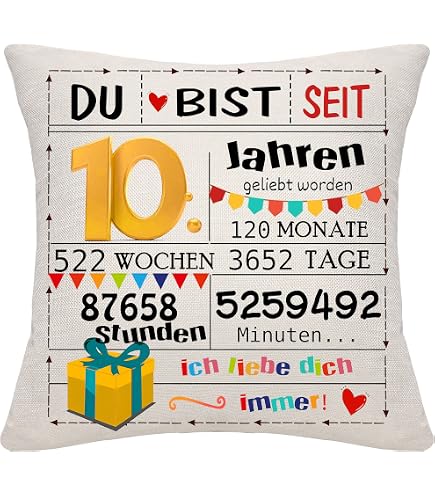 Geburtstagskissenbezug Mit Zahl 10-100 – Personalisiertes Geschenk Für Frauen, Männer, Teens, Aus Leinen, 45x45 Cm