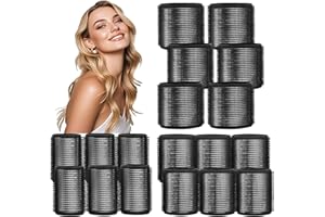 xnicx 18 Bigoudis Chauffants en Céramique,Bigoudis Sans Chaleur pour Tous Les Cheveux Courts, Moyens Ou Longs,Rouleaux Cheveux Pour Les Femmes et Les Coiffeurs(60mm,48mm,36mm,Noir)
