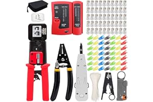 MAYLINE-TECH RJ45 Pince à Sertir de Testeur de Network Réseau Cable Kit d'outils de Réparation d'Ordinateur RJ11 RJ12 Cat6 Cat5e, Professional Maintenance de Testeur de Câble LAN (Gris)