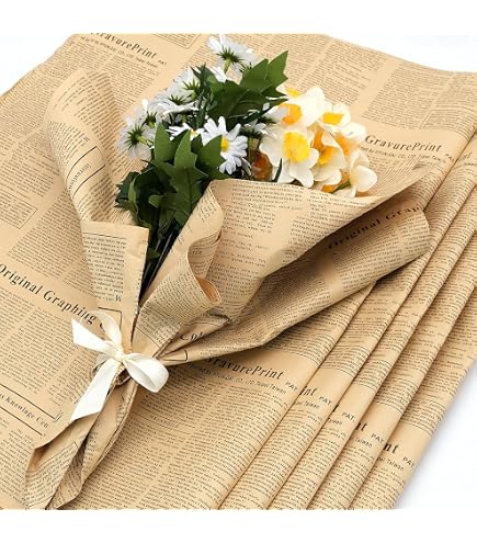 JeVenis 50 Fogli Di Carta Kraft Vintage Con Fiori Retrò – Perfetta Per Incartare Regali, Sacchetti Regalo, Matrimoni, Compleanni E Progetti Fai-da-te