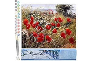Figured'Art Dipingere con i Numeri - Paint by Numbers Fiori di campo, Passatempo per Adulti, Kit Completo, Hobby Creativi - Quadri fai da te 40x50cm senza cornice