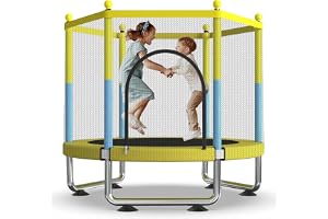 Studsmatta för barn, studsmatta för inomhus- och utomhusbruk, studsmatta med skyddsnät, 150 kg justerbar för pojkar och flick
