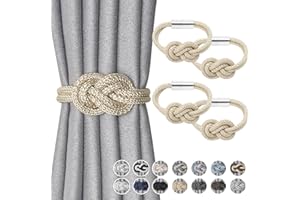 Pretty Jolly Mini magnetische Vorhang Raffhalter Nordisch Einfacher Stil Vorhang-Raffhalter Elegante dekorative Vorhang drapieren Krawatte zurück für Haus & Büro Fenster Drapery, Beige, 4 Stück