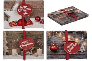 OOTB Enveloppe, cadeau de Noël, pour don d'argent, exauceur de vœux, au motif de boules, dans les couleurs marron, rouge et blanche