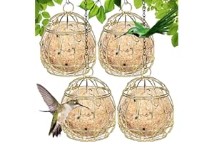 YEAHBOOM Mangiatoia per Uccelli,4 pezzi Mangime per Uccelli, Mangiatoia per Palle di Grasso con Coperchio a Ribalta e Gancio in Ferro,Mangiatoia per Uccellini da Esterno, per Recinzioni,Giardino, Fringuelli