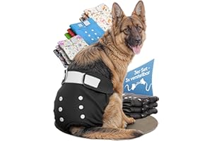 HUND IST KÖNIG Hundewindeln für Hündinnen (3 Stück) - Hochabsorbierende Läufigkeitshose für Hündinnen mit 3-Fach Justierung - Umweltfreundliche Hunde Windeln, Hundehöschen Läufigkeit & Inkontinenz