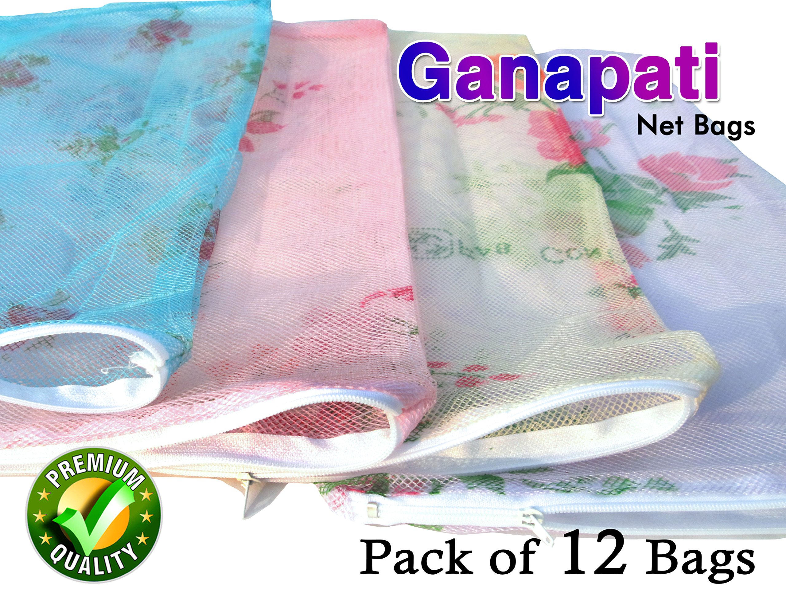 Ganapati Fridge Storage Net Bag For Vegetable And Fruit Reusable Mesh Bag, Multicolour - Pack of 12 (9.5 x 16 Inches) - Image 3