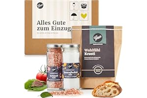 ‎GEPP'S Gepp’s Feinkost Geschenkset für den Umzug I 3 kleine Einzugsgeschenke ohne künstliche Zusätze I Vielseitig einsetzbares Sonnenflocken Salz, Rosa Kristall Salz & Brotbackmischung I Gourmet Probierset