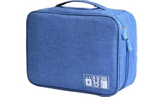 ACOPTON Electronic Organizer, Portable Travel Organizer Bag, Waterproof Electronics Accessories Storage Cases for iPad, Cables, Chargers, Hard Drive, Power Bank, Game Cards (Sky Blue)