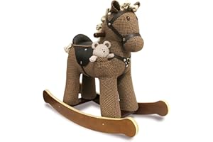 Little Bird Told Me - Chester & Fred Rocking Horse, Brown Ride On Horse Toy for 1 Year Old and Toddlers, Soft Horse Toy with Wooden Rockers, leatherette saddle & bridle, for Girls & Boys