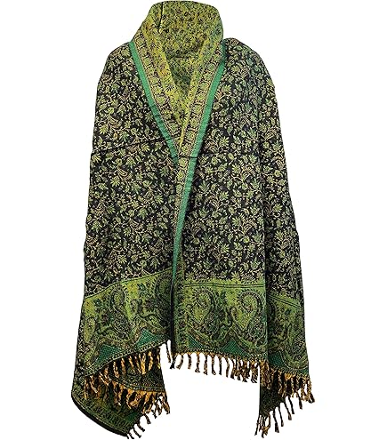 Tibet GROEN ORANJE KLEUR BLOEMEN ZACHT WARM WOLEN WINTER BLOEMEN BLALEN PRINT SJAAL HANDGEMAAKT LUXE SJAAL WRAP DECORATIE DEKEN OVERSIZED REVERS KUNNEN WINTER SJAAL PURE JAK WOLLEN SJAAL