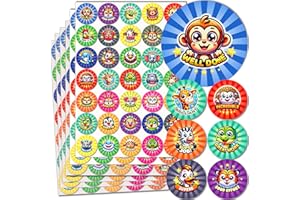 Reward Stickers for Children - 210 Premium Well Done Stickers, for Kids, Teacher and Classroom Use | Good Work, Praise, Achievement Animal Designs for School and Toddler Motivation by Innoveem