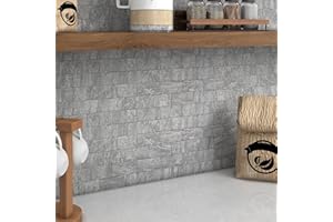 BeNice Samoprzylepne płytki ścienne 3D do kuchni, mozaiki, naklejki na płytki z efektem trawertynu, do łazienki, wodoodporne odklejanie i wklejanie (szare, 10 sztuk)