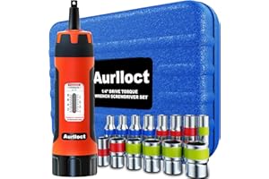 Aurlloct Klucz Dynamometrycznych 1/4" Zestaw, 1-8 Nm, 15-częściowy Wkrętaków Dynamometryczny Zestaw z Adapter 1/4" Gniazda na 1/4" Sześciokątnym