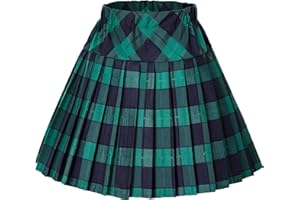 URBAN GOCO Urban Coco Women's Elastic Waist Tartan Pleated School Skirt