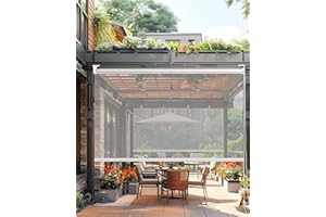 FoundGo Store enrouleur transparent [80-120 cm de large, 0,5 mm] imperméable, traction latérale, résistant au vent, résistant aux intempéries, pour balcon, terrasse, pergola, porte (largeur x hauteur