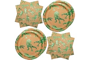 BFB Dinosaur Paper Plates Napkins Set, Pack of 40 Party Plates Disposable Party Tableware for Kids Birthday Party