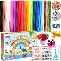 Baker Ross FE482 Fils chenille en couleurs fluo- Paquet de 120, fil de bricolage, fournitures de fabrication de cartes, matériaux d'arts et d'artisanat pour enfants, embellissements pour l'artisanat