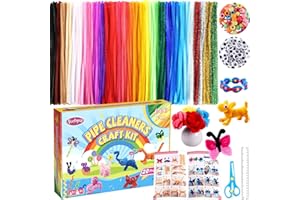 FUNTOPIA Kit de 800 Fil Chenille, 30 Cure Pipes de Couleurs Assorties, 20 Modèles, Livret D'Instructions, Fil Tiges Chenille Colorées pour Projets Créatifs, Loisirs Créatifs, pour Enfants de 4 à 12 Ans