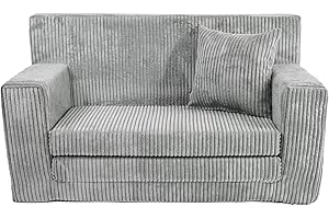 ‎FORTISLINE FORTISLINE - Kindersofa ausklappbar 83x47x43cm Oeko-TEX - Spielesofa für Kinder 2in1 - Kindercouch Aufklappen Bettfunktion - Schlafcouch aus Schaumstoff - Kuschel-Cord - Viele Muster (Grau)