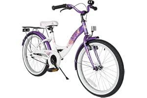 BIKESTAR Vélo Enfant pour Garcons et Filles de 6 Ans | Bicyclette Enfant 20 Pouces Classique avec Freins | Lilas & Blanc