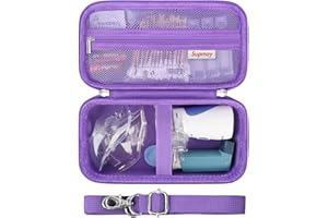 Supmay Hard Case for Portable Nebulizer Handheld Mesh Inhaler Spacer Nebulizers Machine for Adults & Kids Travel Household Use, Protective Holder Bag with Mesh Pocket for USB Cable and Battery, Purple