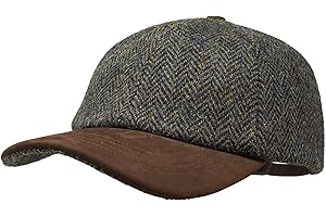 Borges & Scott Munro - czapka baseballowa premium - Harris tweed i skóra nubukowa
