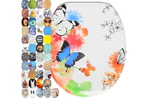 Sanilo Abattant WC frein de chute, Grande sélection de lunettes de toilette avec abaissement automatique, Fixation facile (Papillon)