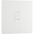 BG Electrical Single Retractive Press Switch, Screwless Front Plate, Round Edges, 1 Way, Evolve, Pearlescent White, 10A, PCDCL14W