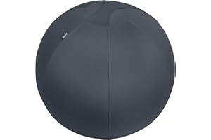Leitz, Siège Ballon Ergonomique pour Bureau & Yoga, 65 cm de Diamètre, avec Housse en Tissu / Balle d'Assise / Pompe à Air Manuelle / 2 Bouchons, Pour une posture dynamique, Gamme Ergo, Gris, 52790089