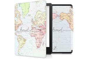 kwmobile Cover per Kindle Paperwhite Cover - Custodia per Kindle Paperwhite 6,8 Pollici 11 Generazione 2021 - Copertina eReader - eBook Reader Case - Mappa del mondo