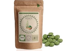 SPINTZ® Bio Spirulina + Chlorella Presslinge 200 Stück | 100% kontrolliert biologischer Anbau | Vegane Chlorella Spirulina Ta