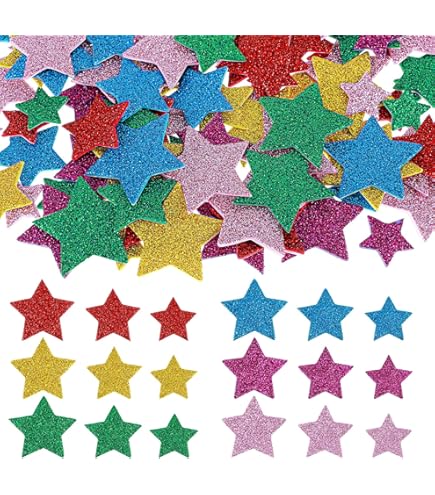 100 Stelle Gommapiuma Glitter Autoadesive - 2 E 3cm Per Decorazioni Creative - Foto 3