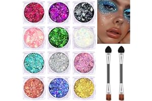 Yitla Face Glitter Body Glitter,12 Colors Face Glitter Hair Glitter Gel Chunky Glitter Festival Accessories for Face,Body,Hair DIY Art Party Makeup Decoration