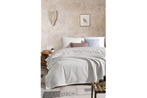 BOHORIA® Narzuta o wyglądzie plastra miodu, Honeycomb, bardzo duża, 220 x 225 cm, 100% bawełna, Öko-Tex®, narzuta na sofę, fotel i łóżko, koc wełniany, koc do mieszkania (Pearl, 220 x 225 cm)