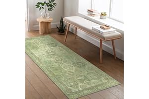 BEIMO Teppich Läufer Flur 80x150cm, Langer Vintage Boho Teppich Küche Waschbar rutschfest, Küchenläufer für Flur, Küche, Korridor, Schlafzimmer, Wohnzimmer, Hellgrün