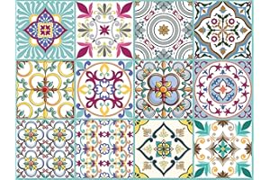 The Nisha 24 PC pegatinas para pared Adhesivo de Pared Salpicadero de Vinilos Azulejos Adhesivos Arte Ecléctico para la Cocina & Baño, 10x10 cm, Morado oscuro