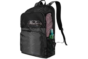 Sun Awesome Mochila para deportes de natación, gimnasio, baile, fútbol, piscina, playa, mochila con ventanas de malla para hombres, mujeres, niños, nadadores, natación, buceo, senderismo, equitación,