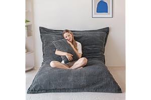 MAXYOYO Puff Gigante, Funda Extraíble de Pana Suave, Cojín Grande de Suelo con Relleno de Espuma Esponjosa, XXL Bean Bag para Adultos y Parejas