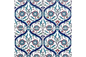 Cerames Toygar - Azulejos turcos coloridos, 1 paquete - 0.48m2 (12 piezas), baldosas de cerámica Iznik con patrón, 20x20, ideal para la cocina o el baño.
