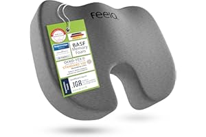 feela.® ortopedyczna poduszka do siedzenia premium (3 stopnie twardości) – ergonomiczna poduszka na krzesło biurowe i inne, zmniejsza ból, poprawia komfort siedzenia, wspomaga ukrwienie oraz odciąża kość ogonową (twardość: twarda)