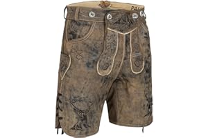 PAULGOS Herren Trachten Lederhose HK4-ANTIK+ Träger, Echtes Leder, Gr. 44-60