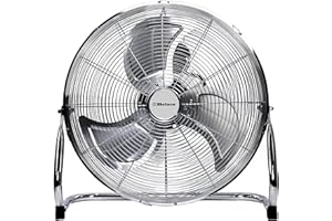 Belaco 18 Inch Metal Floor Fan, High Velocity Chrome Cooling Stand Fan, 3 Speed Air Circulator, Heavy Duty High Airflow for Home, Office & Commercial Use – BLFF-50