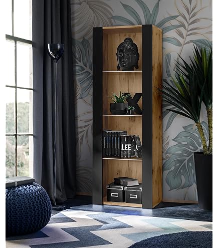 Vetrina Ad Angolo In Stile Etnico – Legno E Vetro Temperato – Finitura Avorio – 103x36x36 Cm Già Assemblata