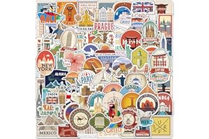 BIMANI Paquete de 100PCS Mapa de viajes de la ciudad pegatinas, pegatinas para botellas de agua, portátiles, Mundial de Turismo Landmarks Pack Pegatinas