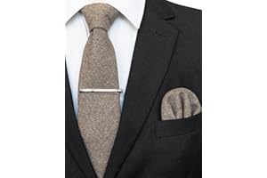 JEMYGINS Cravatta Uomo di Lana in Diversi Colori con Fazzoletto e Fermacravatta