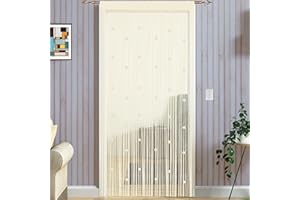 TAIYUHOMES Perlenvorhang Für Türen Fliegenvorhang Insektenschutz Balkontür Türvorhang Fliegen Vorhang Terrasse Türvorhänge Terrassentür Fliegentürvorhang Dekorative Gardine Fadenvorhang 90x200cm Champagner