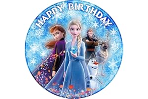 SWEET-DECOR.DE Essbare Tortenaufleger - Tortenaufleger Geburtstag - Tortendeko Frozen - Geburtstagskuchen Deko aus Fondant - Rund 20 cm - Esspapier Tortendeko - Tortenaufleger Frozen - Cake Decoration